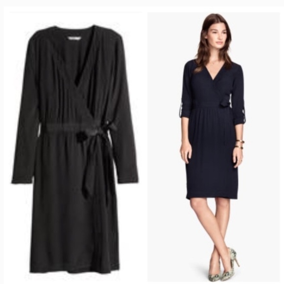 h&m navy wrap dress